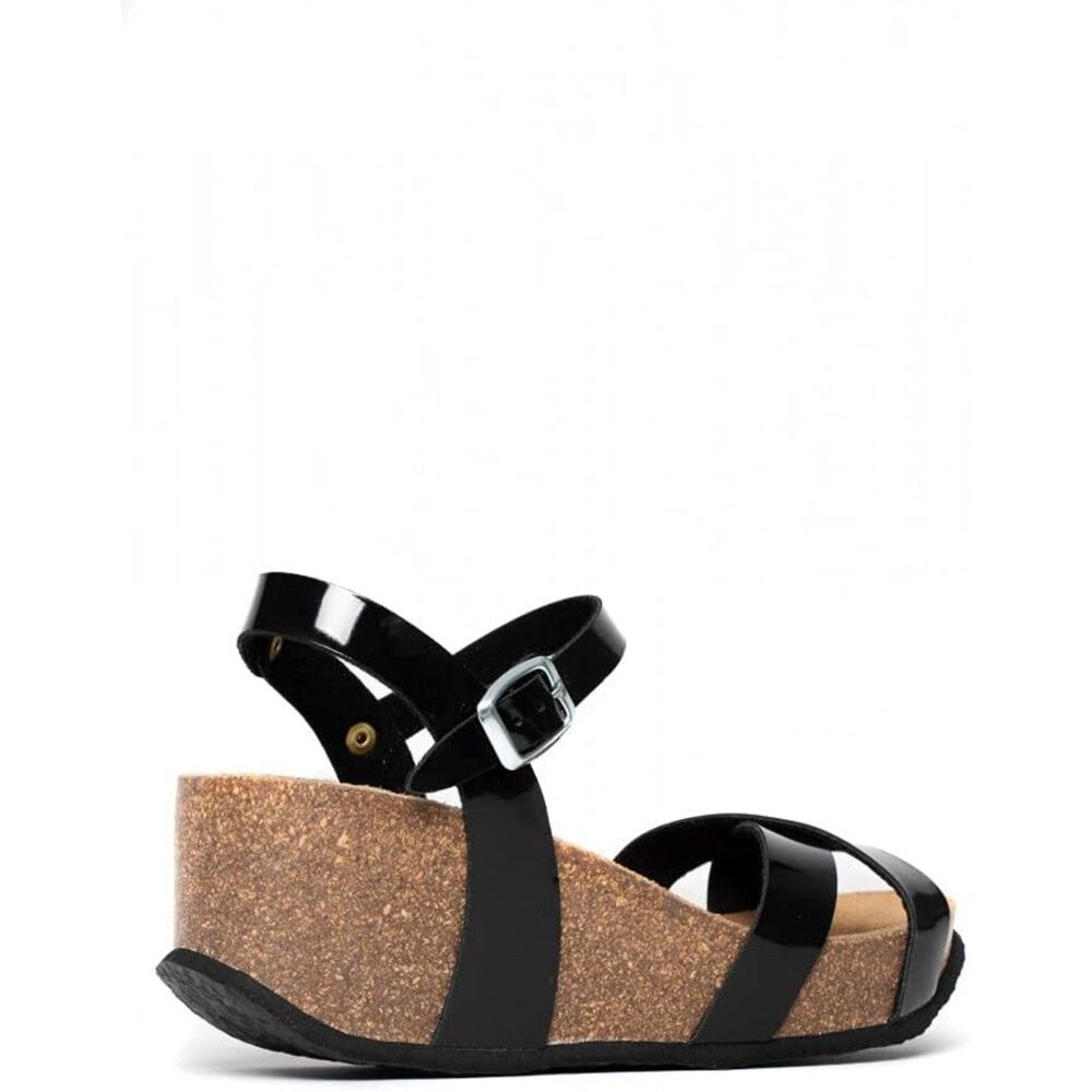 Bayton Black Patten Leather Platform Sandals  EU39